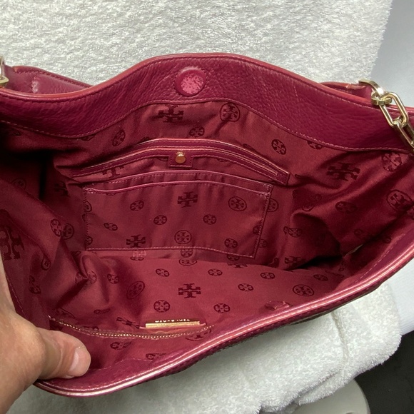 Tory Burch Maroon Leather Hobo Bag - Picture 4 of 16
